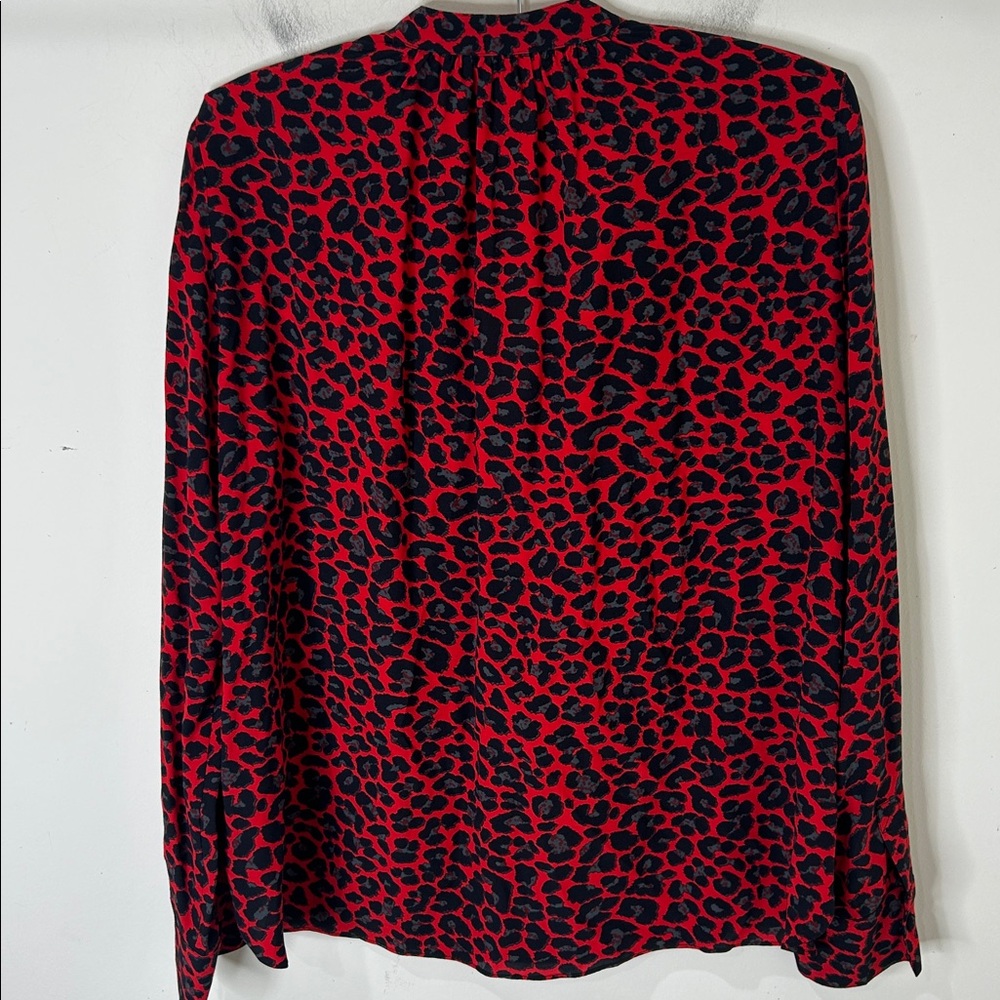 Zadig & Voltaire Red and Black Leopard Print V-Neck Blouse - Picture 12 of 15